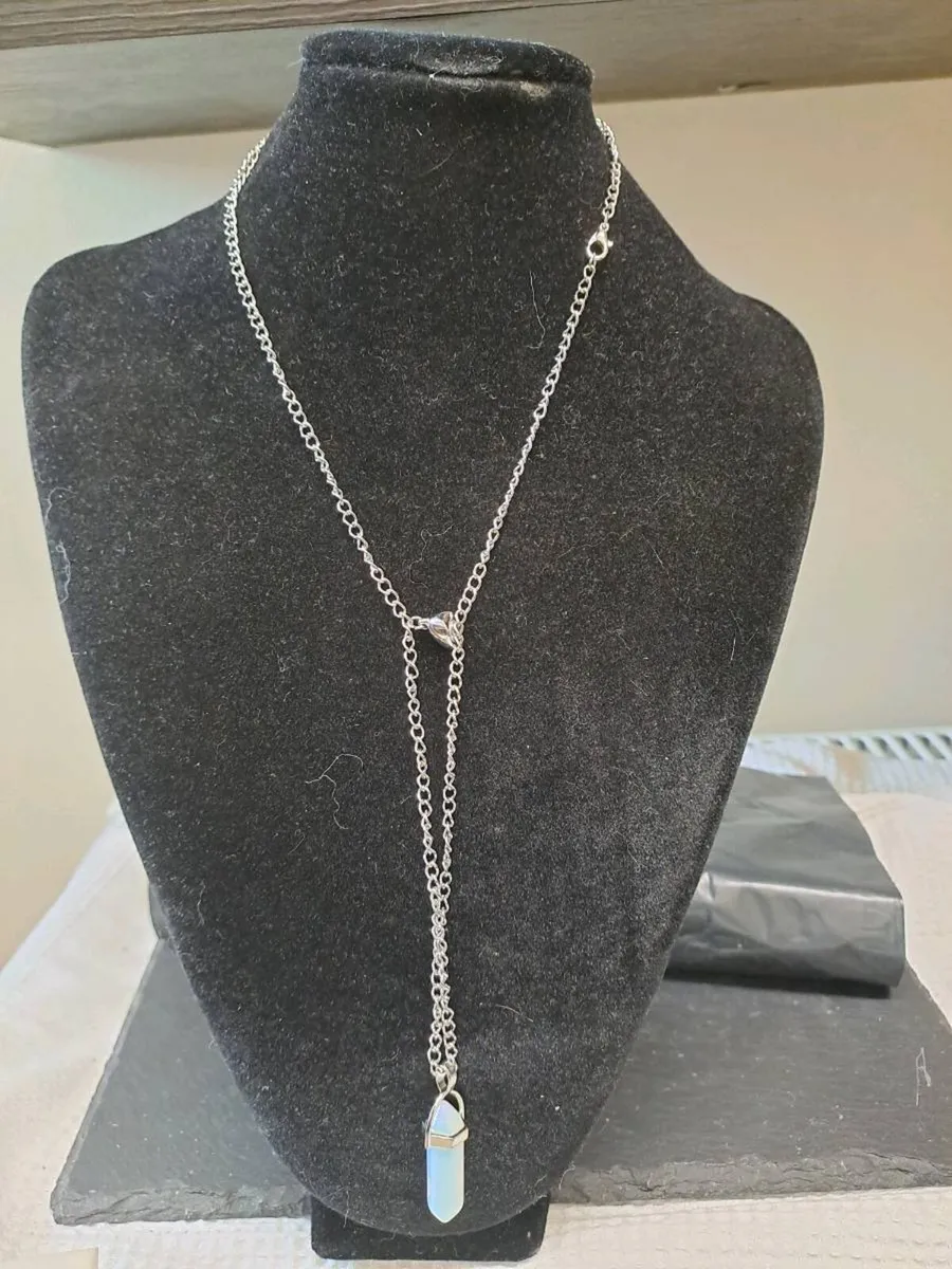 Blue Opalite Crystal Point Pendant Necklace - Image 4