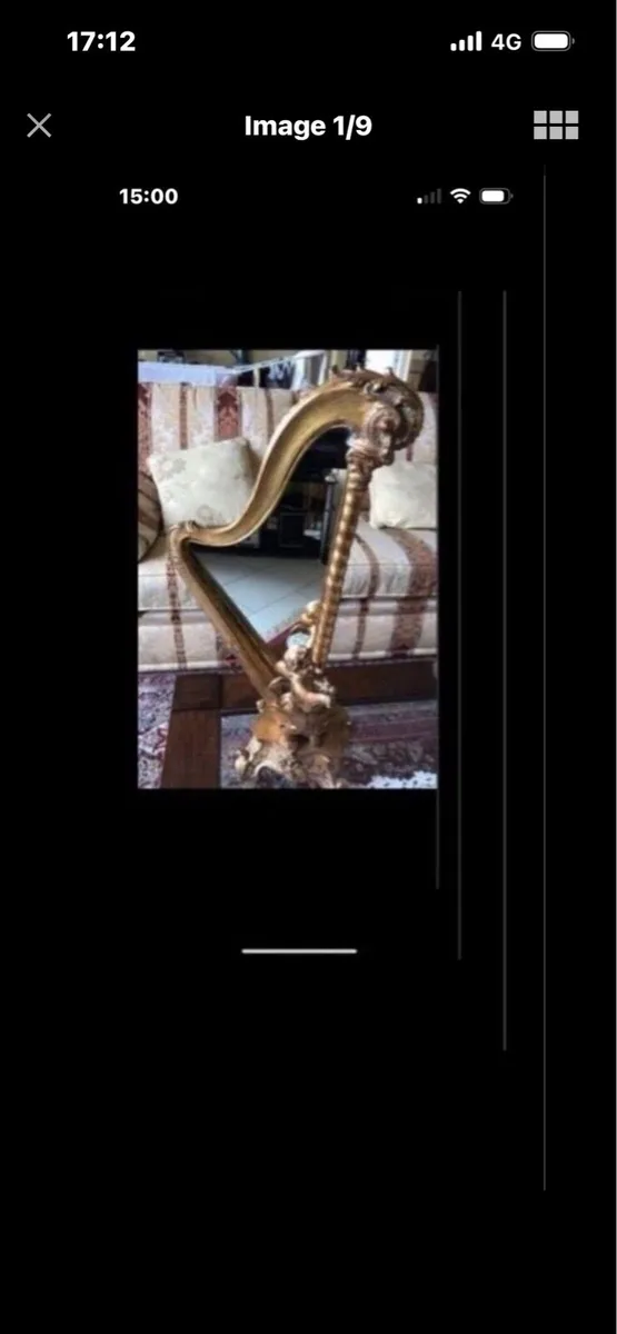 Antique Harp Shaped Tabletop Mirtor - Image 1