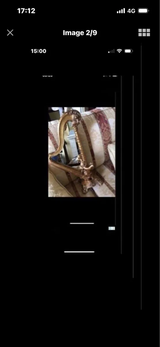 Antique Harp Shaped Tabletop Mirtor - Image 2