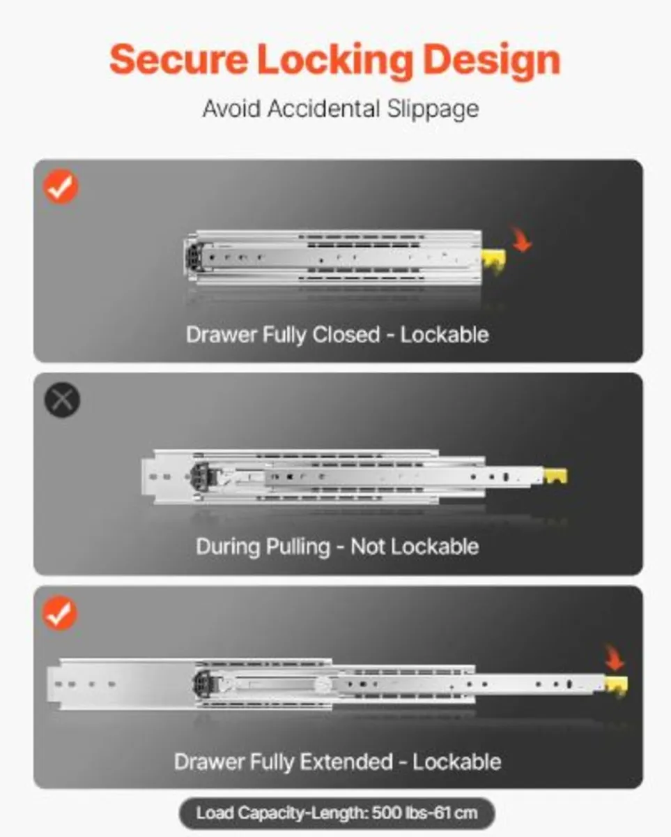 1 Pair Full Extension Drawer Slides - Image 4