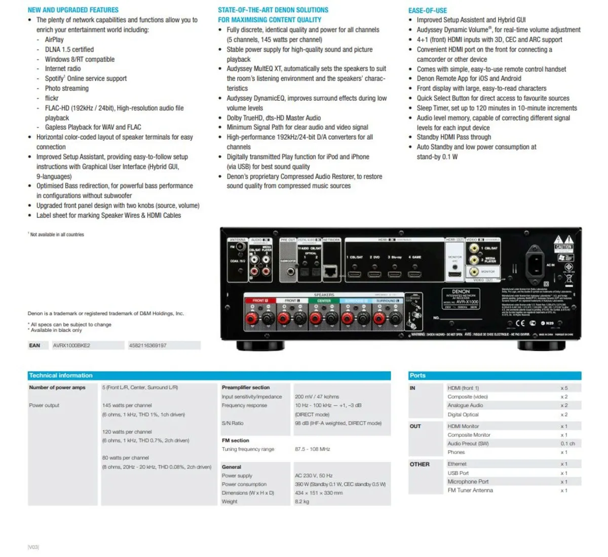 Denon AVR-X1000 surround network AV receiver - Image 4