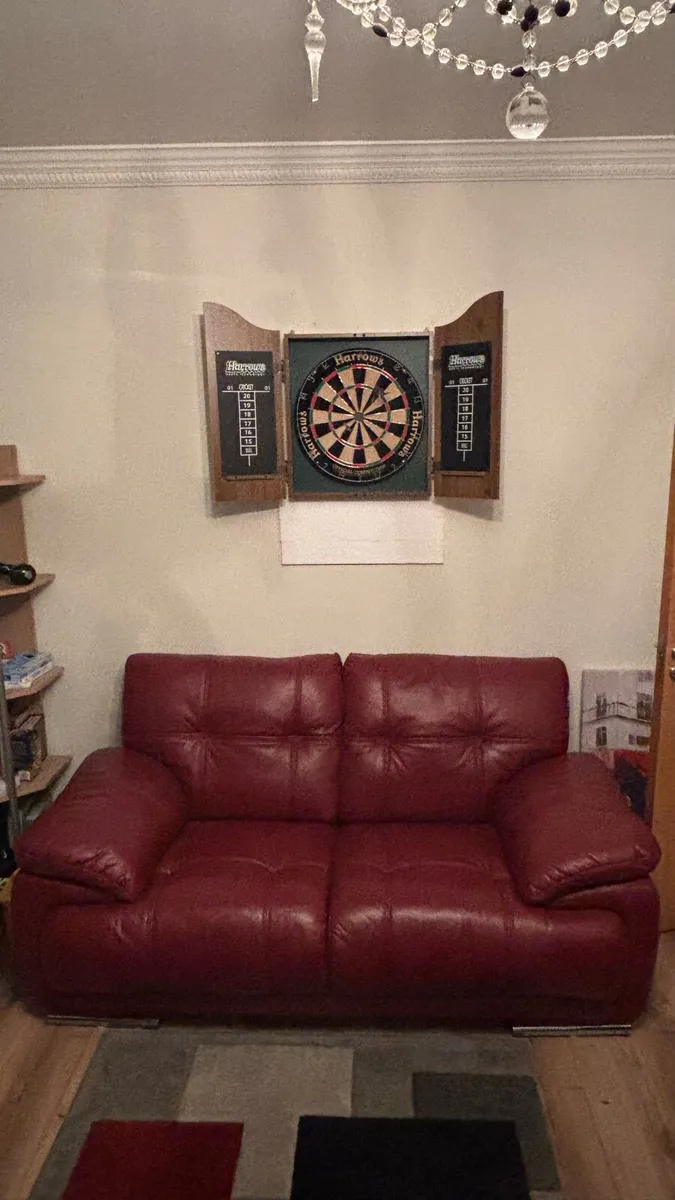 3 and 2 seater wine leather couch - Image 1