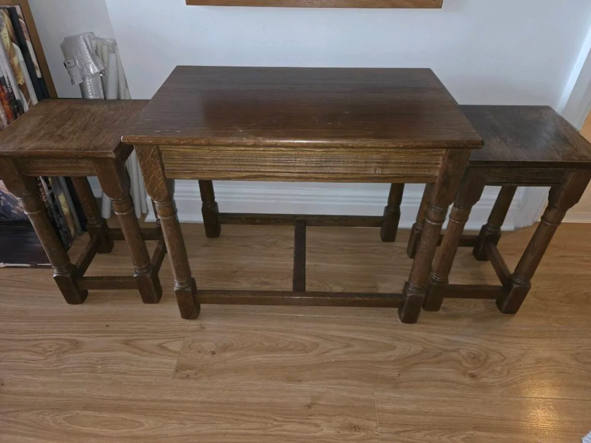 Oak Nest of 3 tables - Image 2
