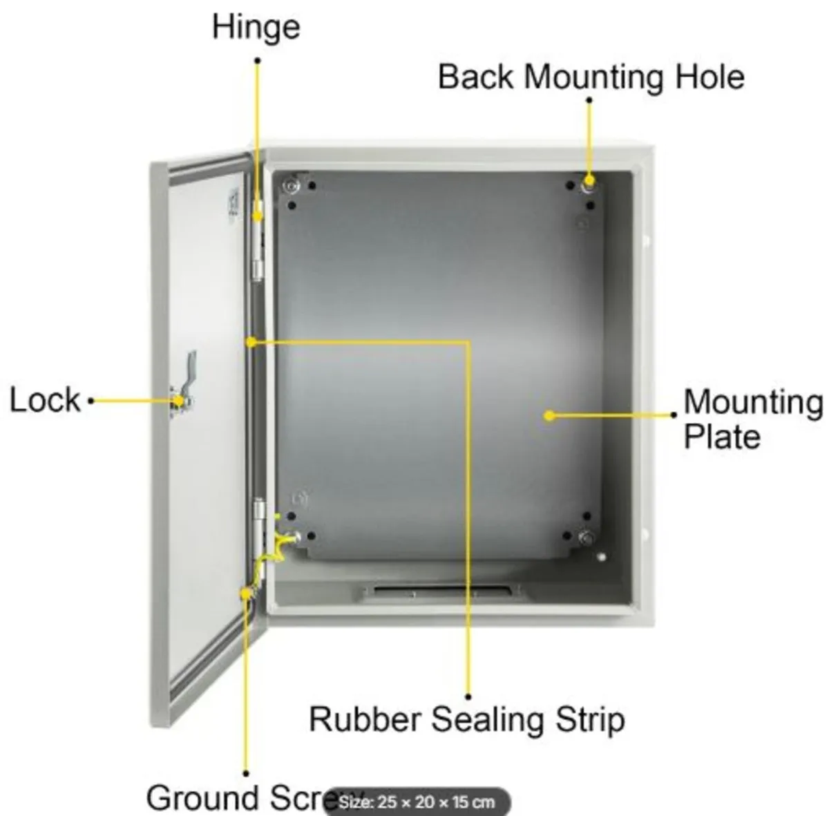 NEMA Steel Enclosure, 25x20x15 cm NEMA 4X Steel - Image 4