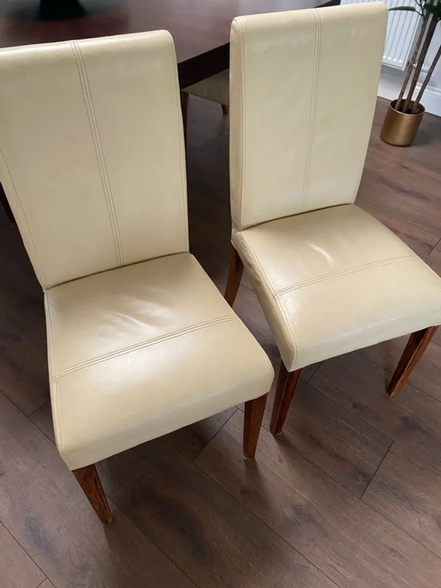 6 Cream Dining Chairs - Image 1