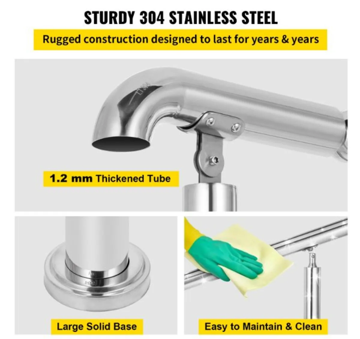 3 steps Stainless Steel Transition Handrail 3.5FT - Image 4