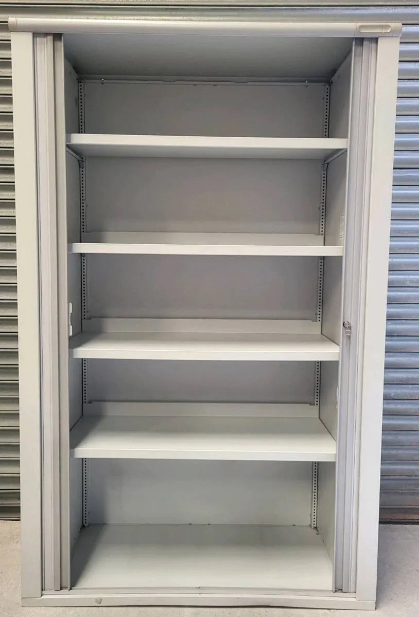 XL Tambour Storage Units With Keys. Mint. - Image 1
