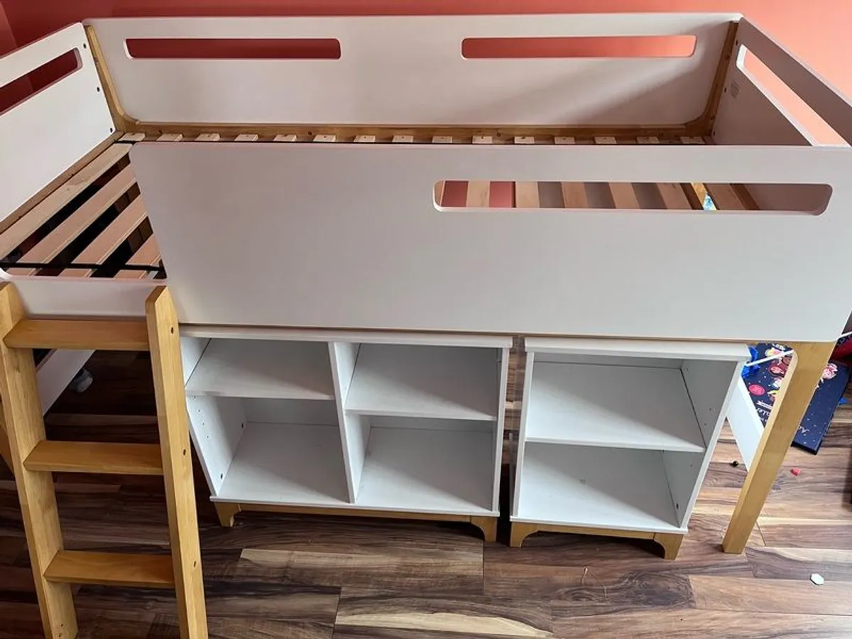 Kids mid sleeper with desk and shelf storage - Image 2