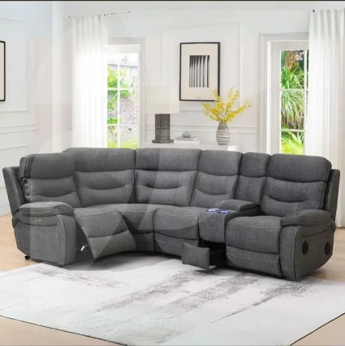 Noah Tech RAF Sectional 2-C-1 & Console – Dark Gre