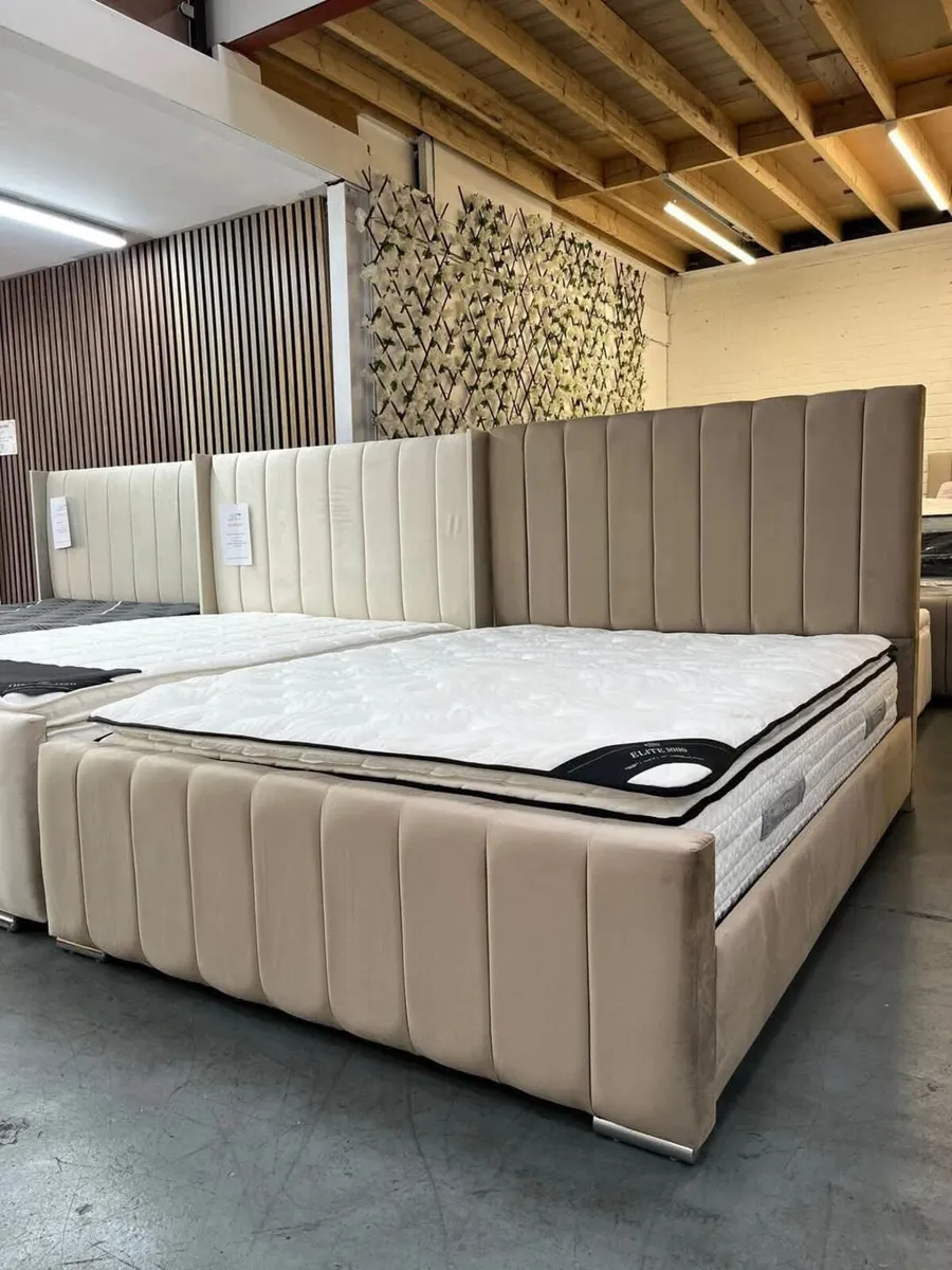 Double & King Size Bed Frame With Mattress Opt - Image 1