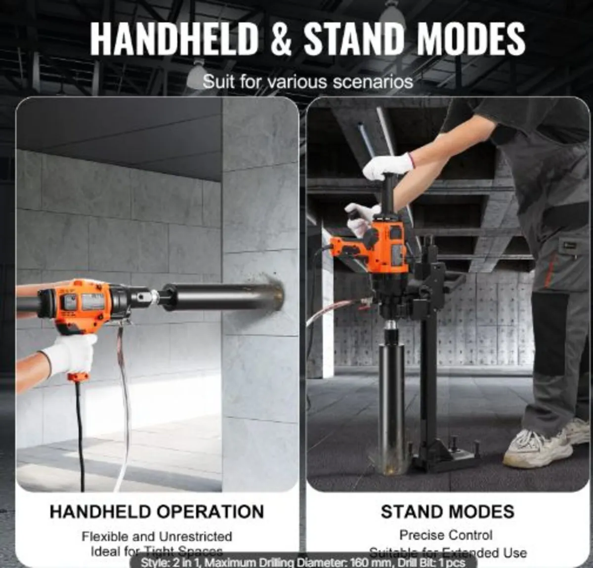 Core Drill Machine 2.03-16 cm Dia 2000W Handheld - Image 2