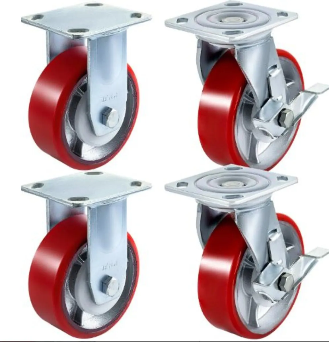 4 Pack 15.24 x 5.08 cm Caster Wheels 2 Rigid - Image 1
