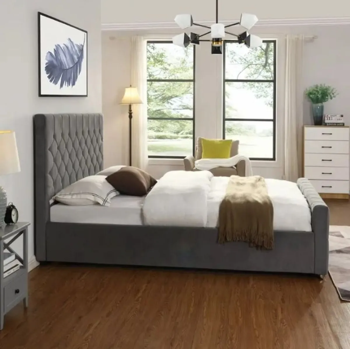Galway Grey Fabric Bed - Image 1