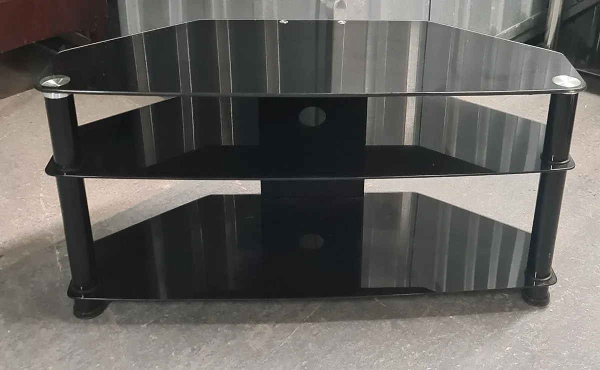 Black Glass TV / Media Stand – 3 Tiers - Image 1