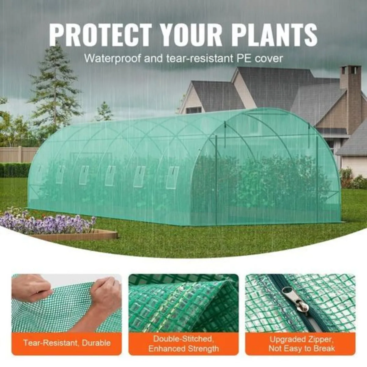 20ft Walk-In Polytunnel Greenhouse with Galvanized - Image 3