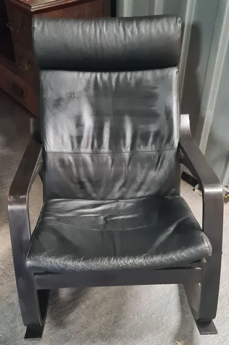 Black Leather Rocking Armchair - Image 4
