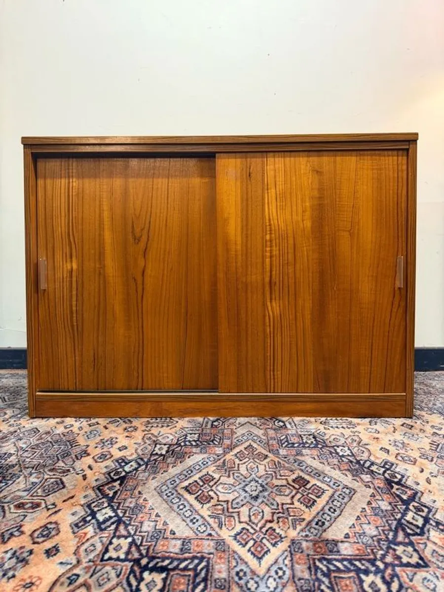 Mid Century Modern Teak Sliding Door Cabinet - Image 1