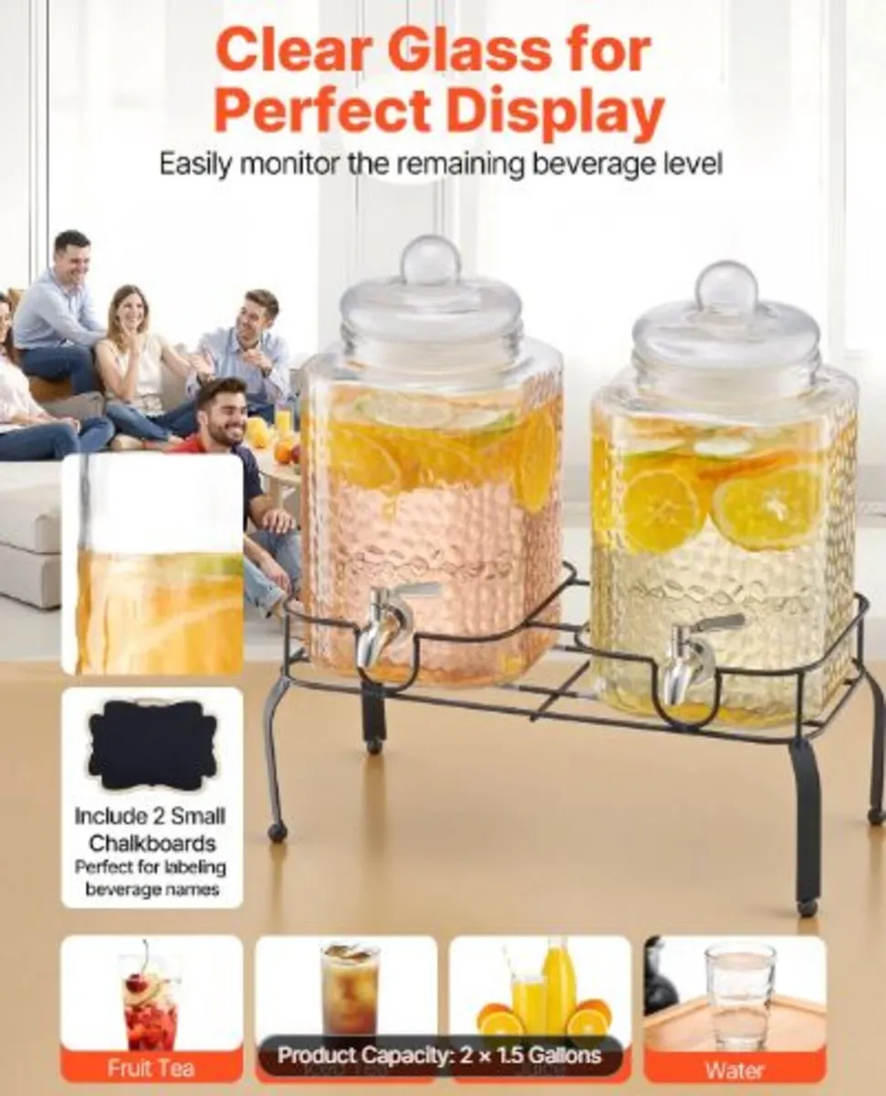 Beverage Dispenser, 2 Pack 5.5L Drink Dispensers - Image 4