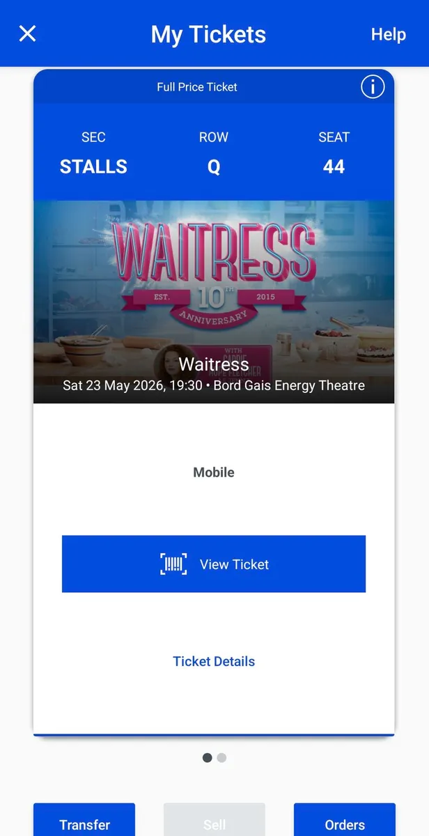 Bord  Gáis Waitress Saturday 23rd May 2026