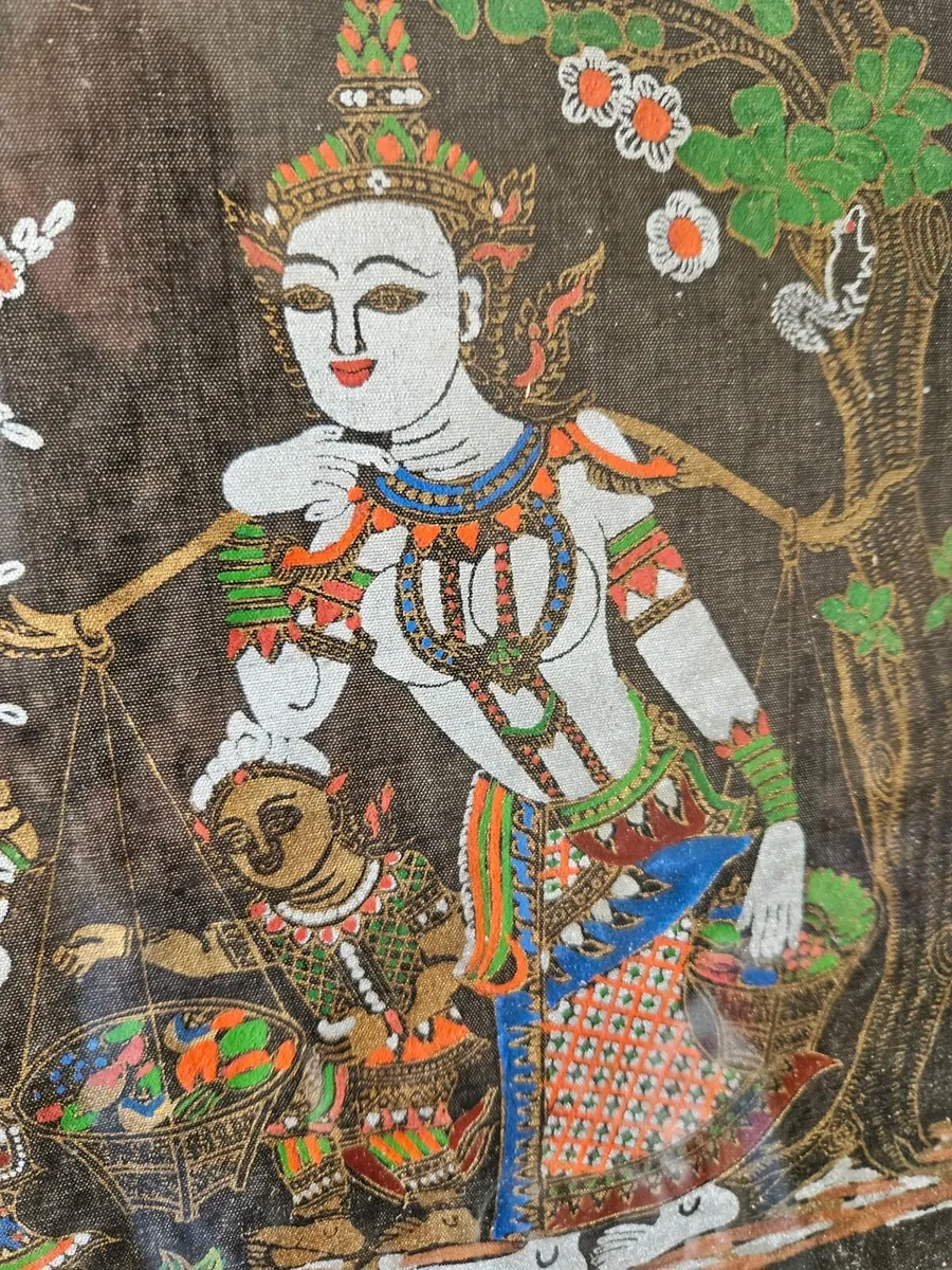 Vintage Thai Painting on Silk - Image 2