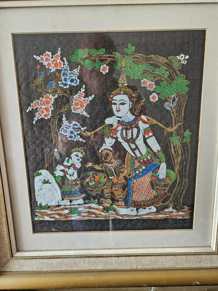 Vintage Thai Painting on Silk - Image 3