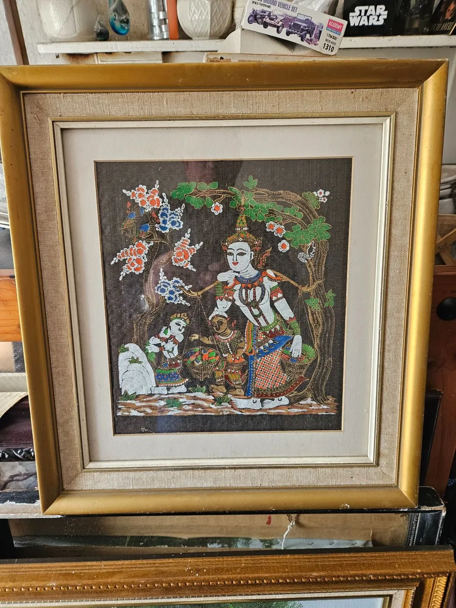 Vintage Thai Painting on Silk - Image 1