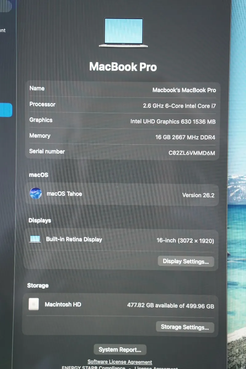 MacBook Pro 16" 2019 i7-9750H | 16GB | 512GB | 4GB - Image 2