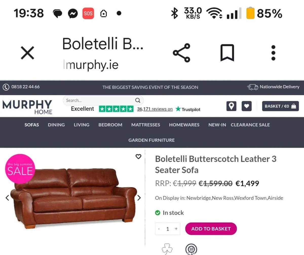 Real leather Boletelli sofa - Image 1