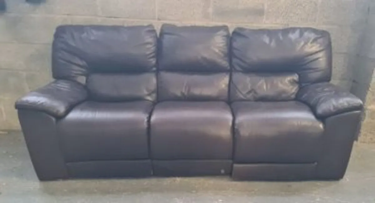 3 Seater Brown Leather Recliner Sofa