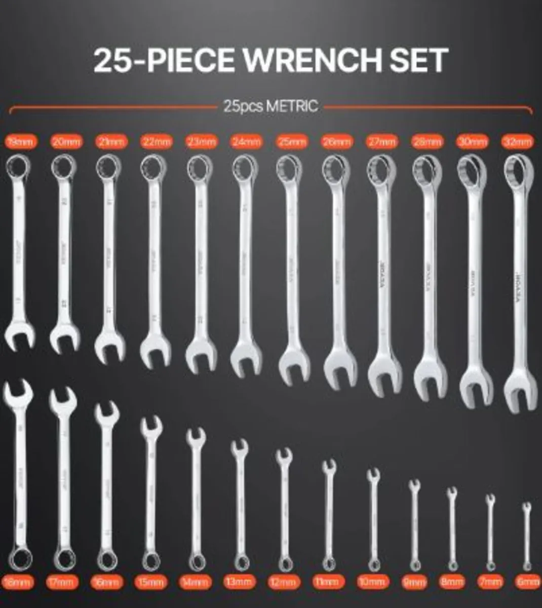 Combination Wrench Set, 25-Piece Open End Wrench - Image 4