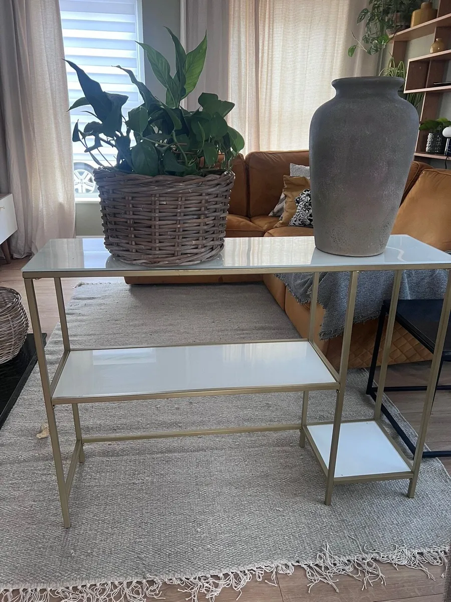 Console Table / Hall Table – Gold & White Glass - Image 1