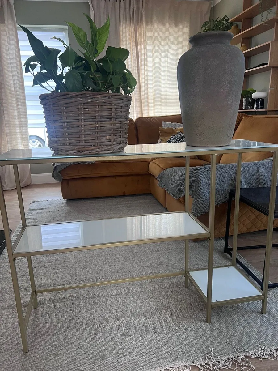 Console Table / Hall Table – Gold & White Glass - Image 2