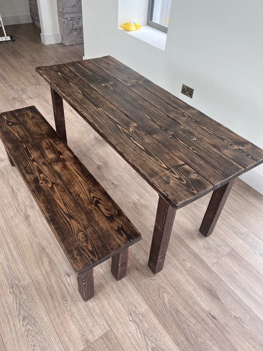Wooden Table & Bench - Image 2
