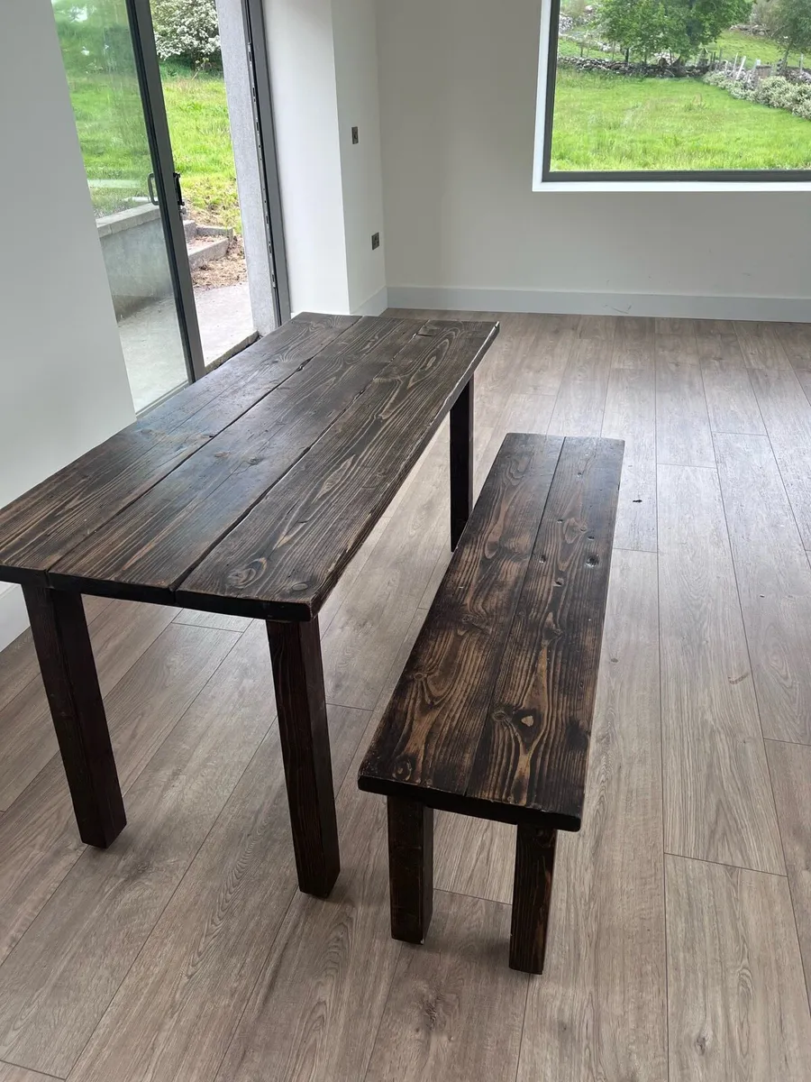 Wooden Table & Bench - Image 3