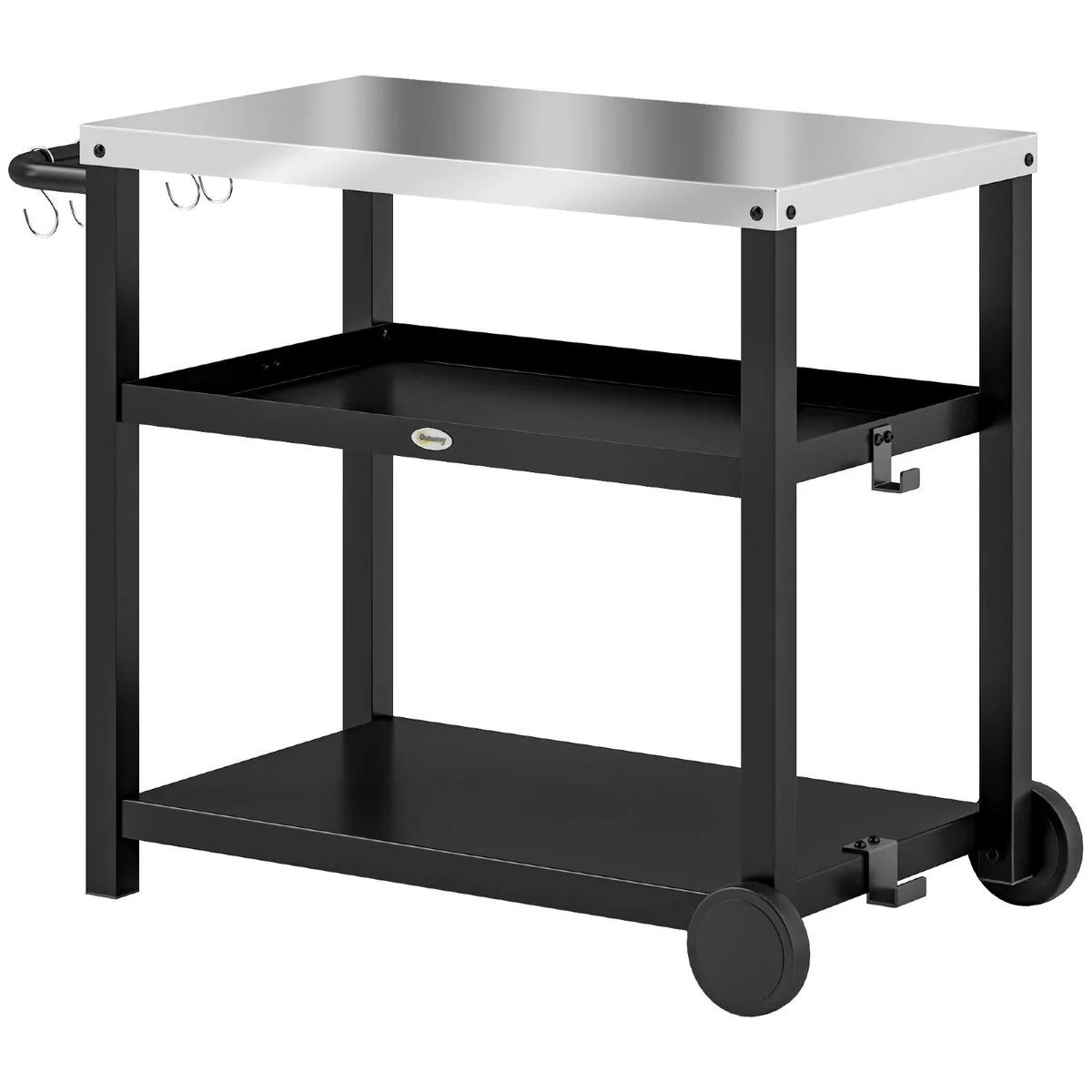 Outdoor Grill Dining Cart 3-Shelf Movable - Image 2