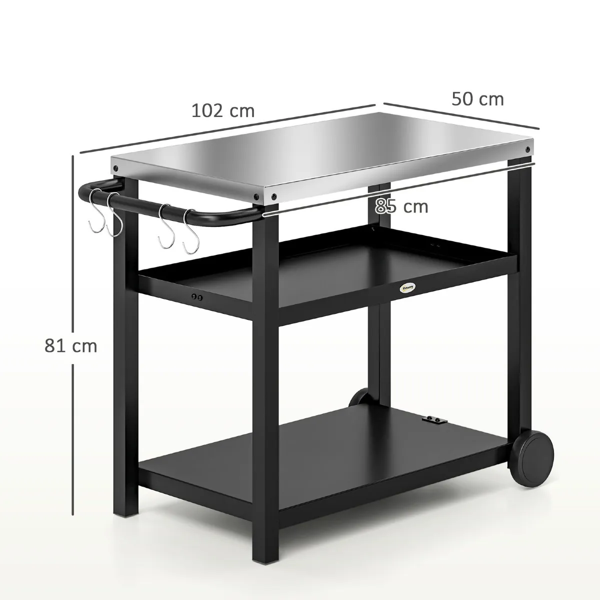 Outdoor Grill Dining Cart 3-Shelf Movable - Image 3