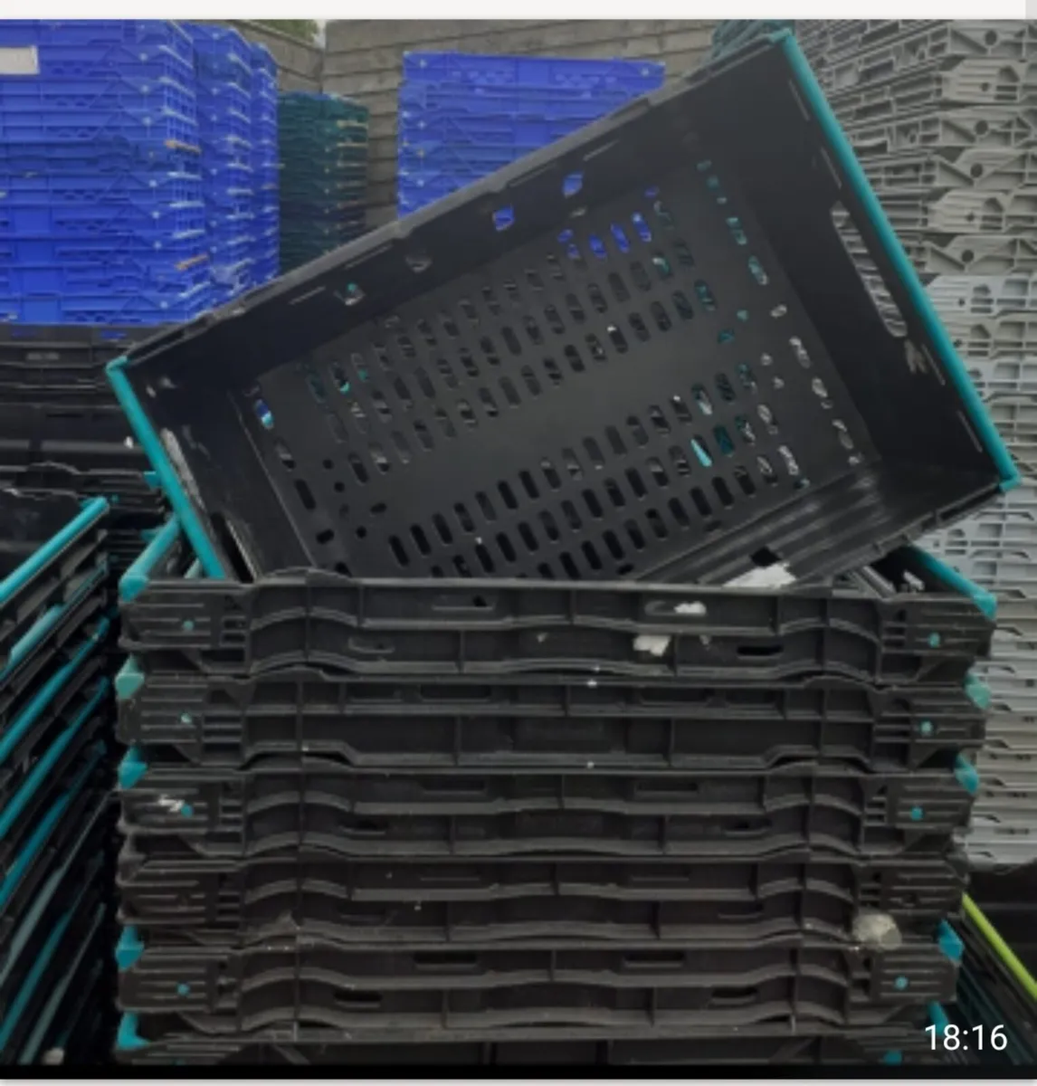 Black storage and stacking crates  excellent condi - Image 1