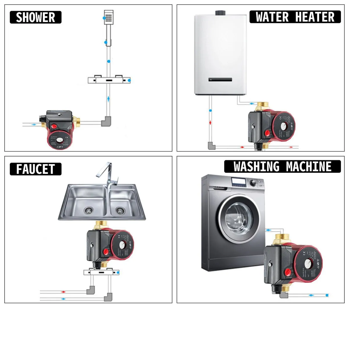 90W Hot Water Booster Circulation Pump - Image 3