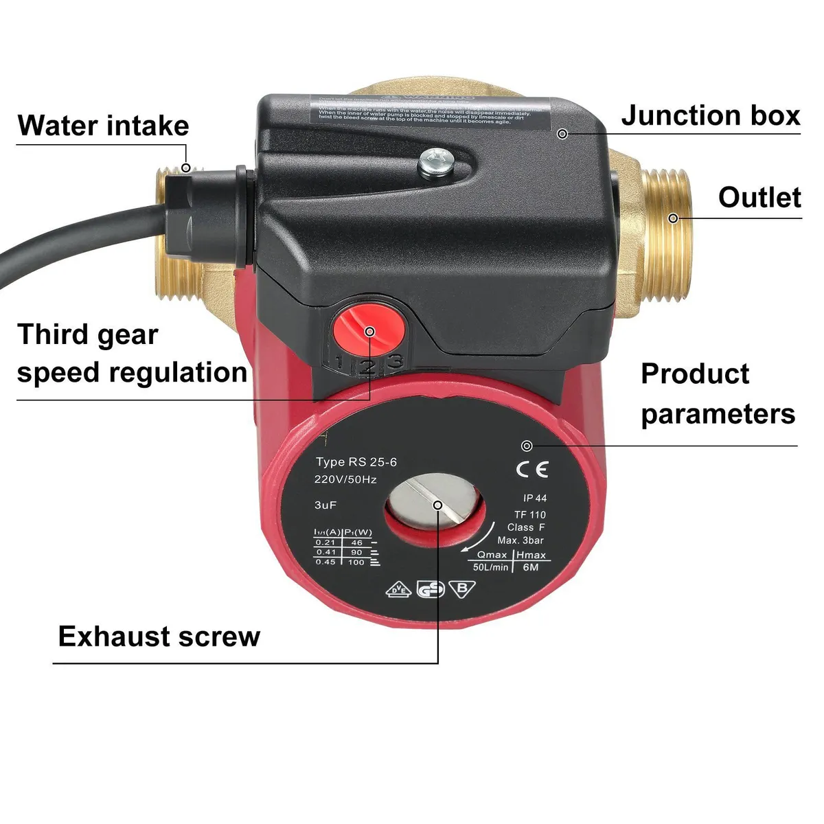 90W Hot Water Booster Circulation Pump - Image 4