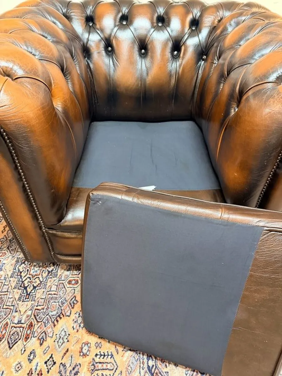 Vintage Chesterfield Club Chair in Rich Faded Brown Leather - Image 4