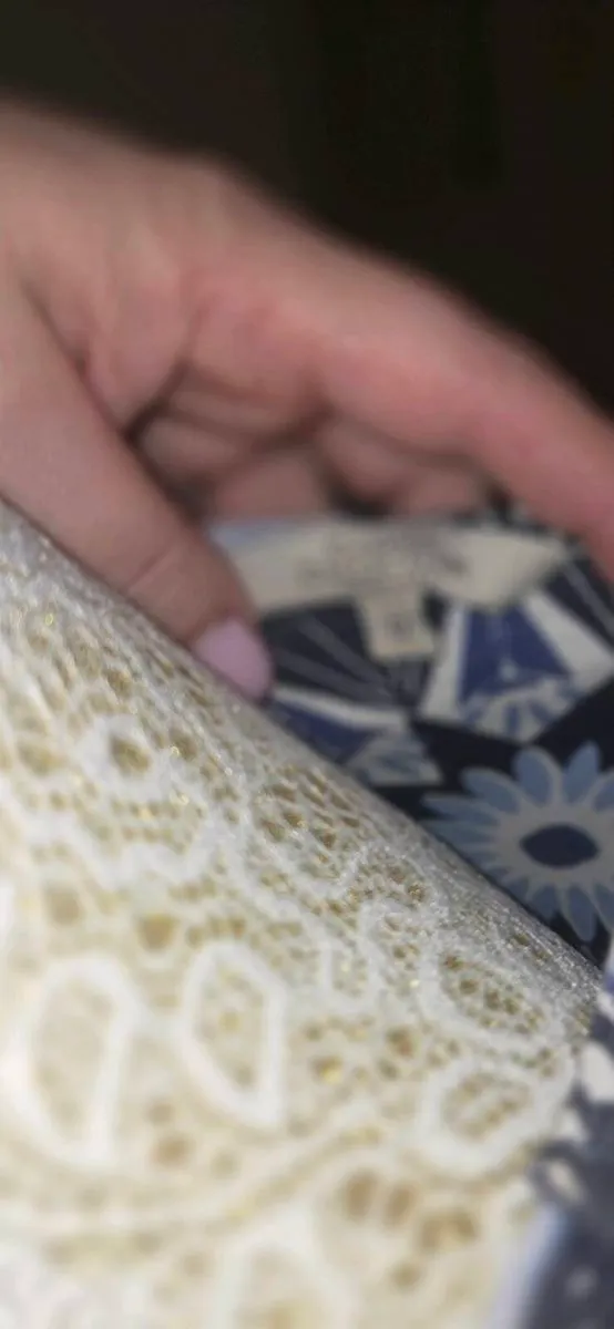 Debenhams Blue White Geometric Floral Print Top UK - Image 4
