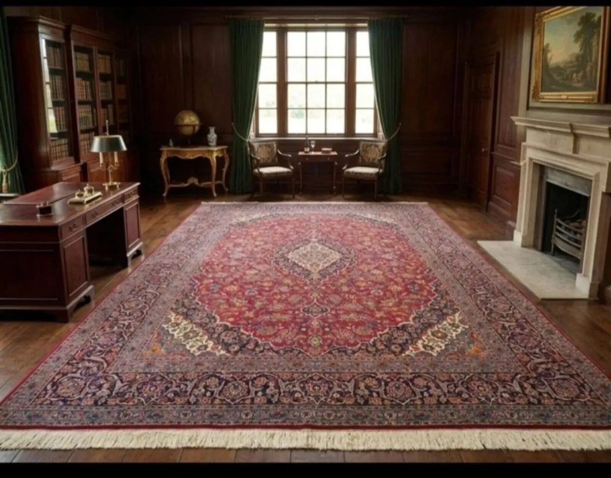 XL 13ft x 10ft Perser Kashan Knotted Rug Carpet - Image 1