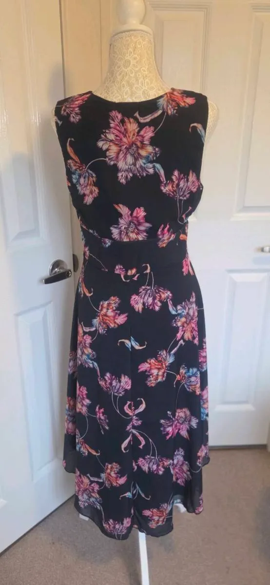 Boohoo Black Floral Midi Dress UK 12 Sleeveless Hi - Image 4