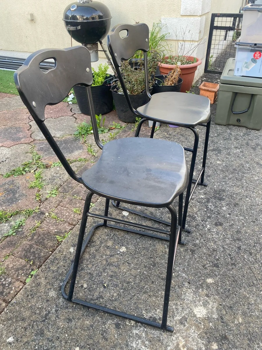 Set of 4 Black Bar Chairs / High Stools - Image 3