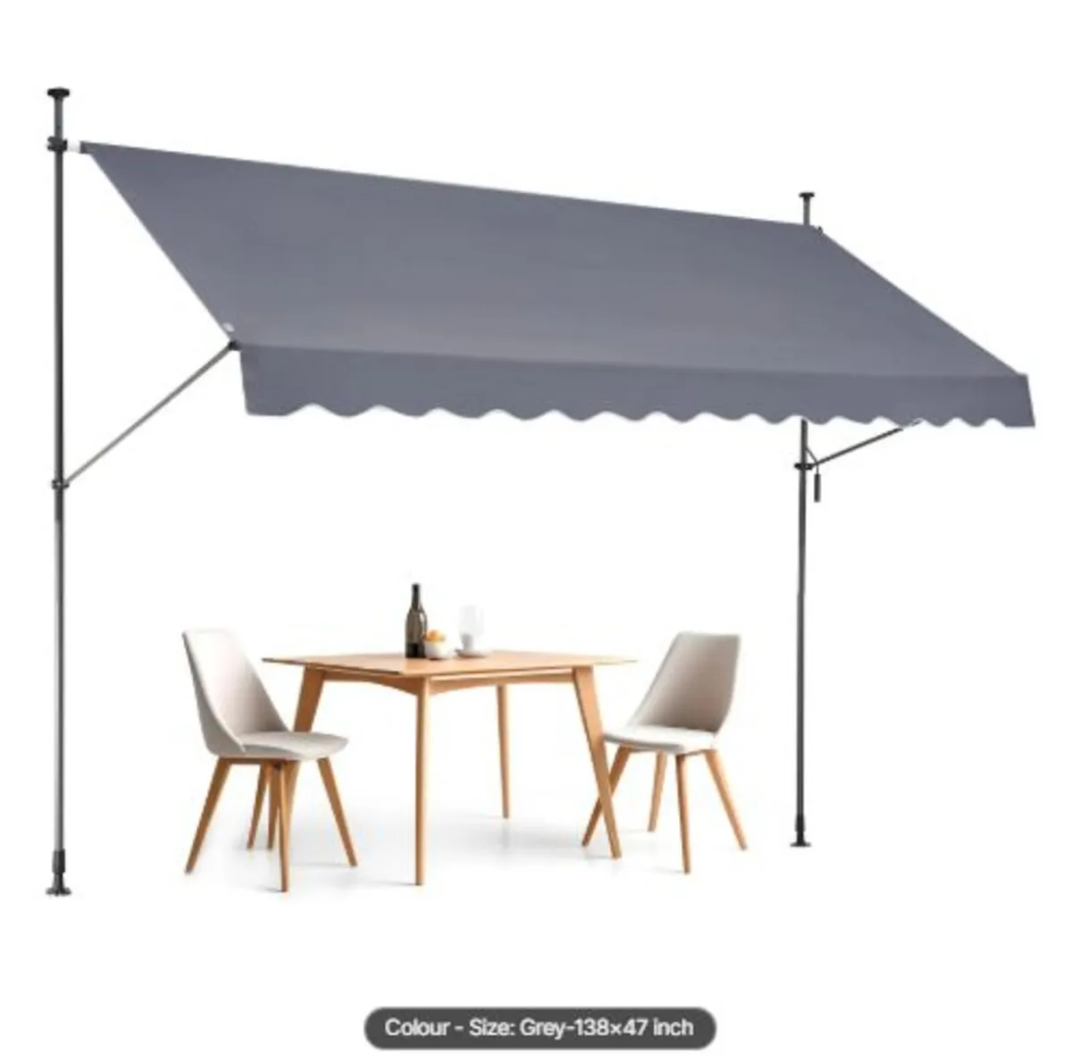 138 x 47" Patio Awning Retractable,Awning Sunshade - Image 1