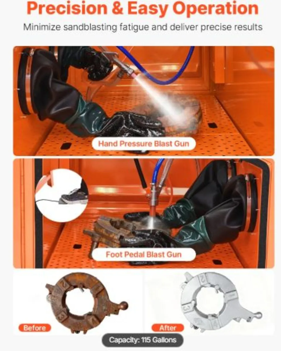 435L Sandblasting Cabinet, Heavy Duty Steel Sand - Image 4
