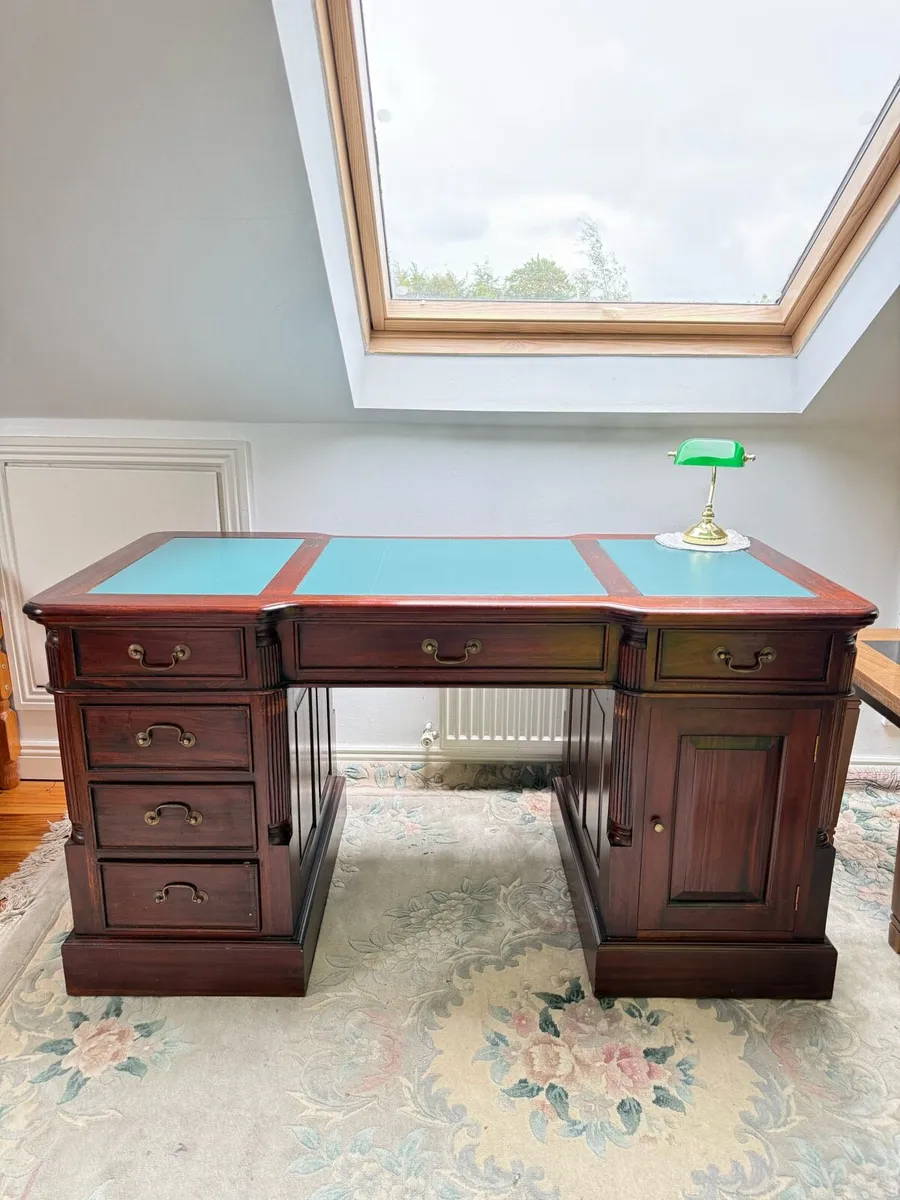 Vintage Mahogany Partners desk (Can Deliver Free) - Image 1
