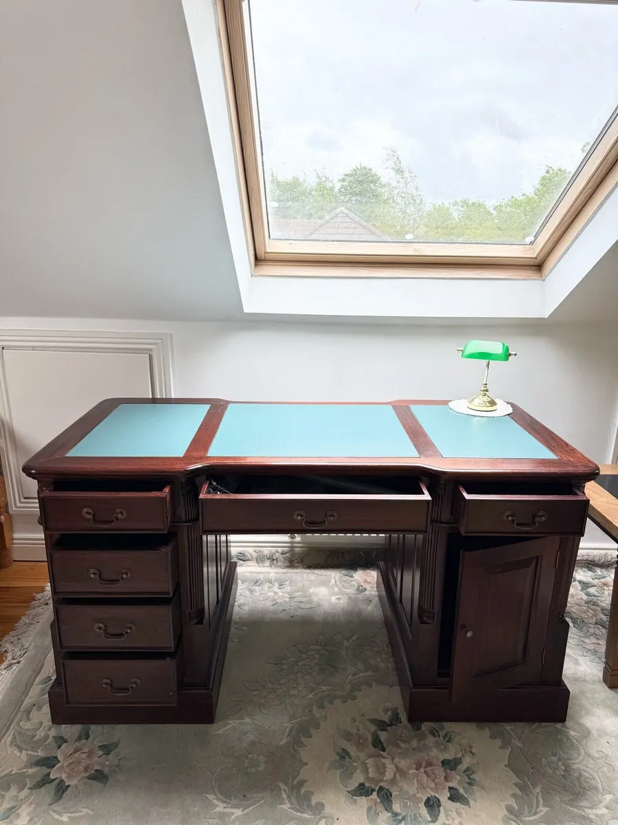 Vintage Mahogany Partners desk (Can Deliver Free) - Image 2