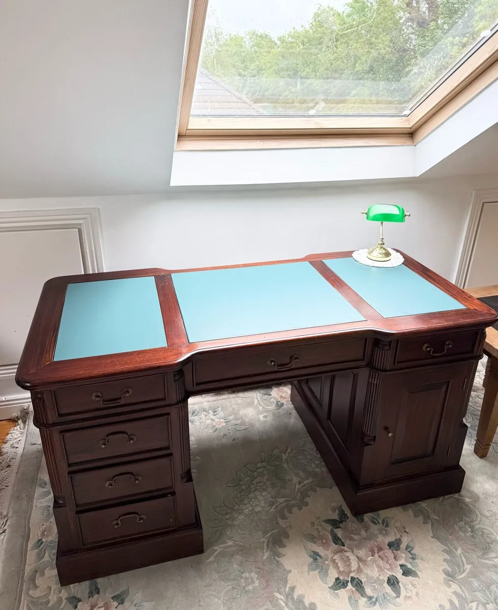 Vintage Mahogany Partners desk (Can Deliver Free) - Image 3