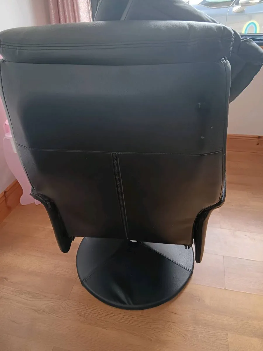 Black leather 360 swing and reclining chair - Image 2